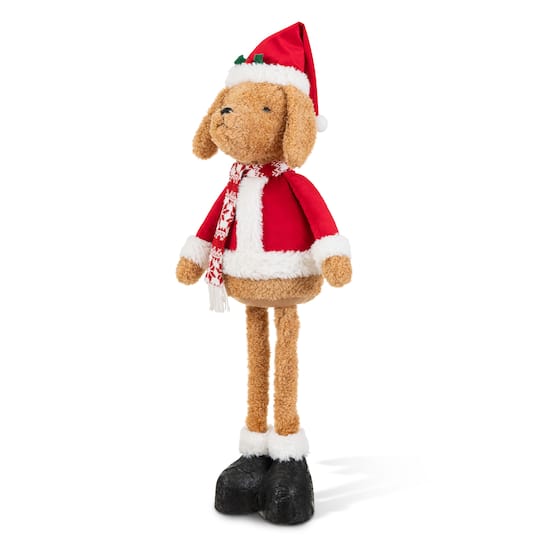 Glitzhome® 17"-33" Telescoping Fabric Christmas Dog Standing Decor